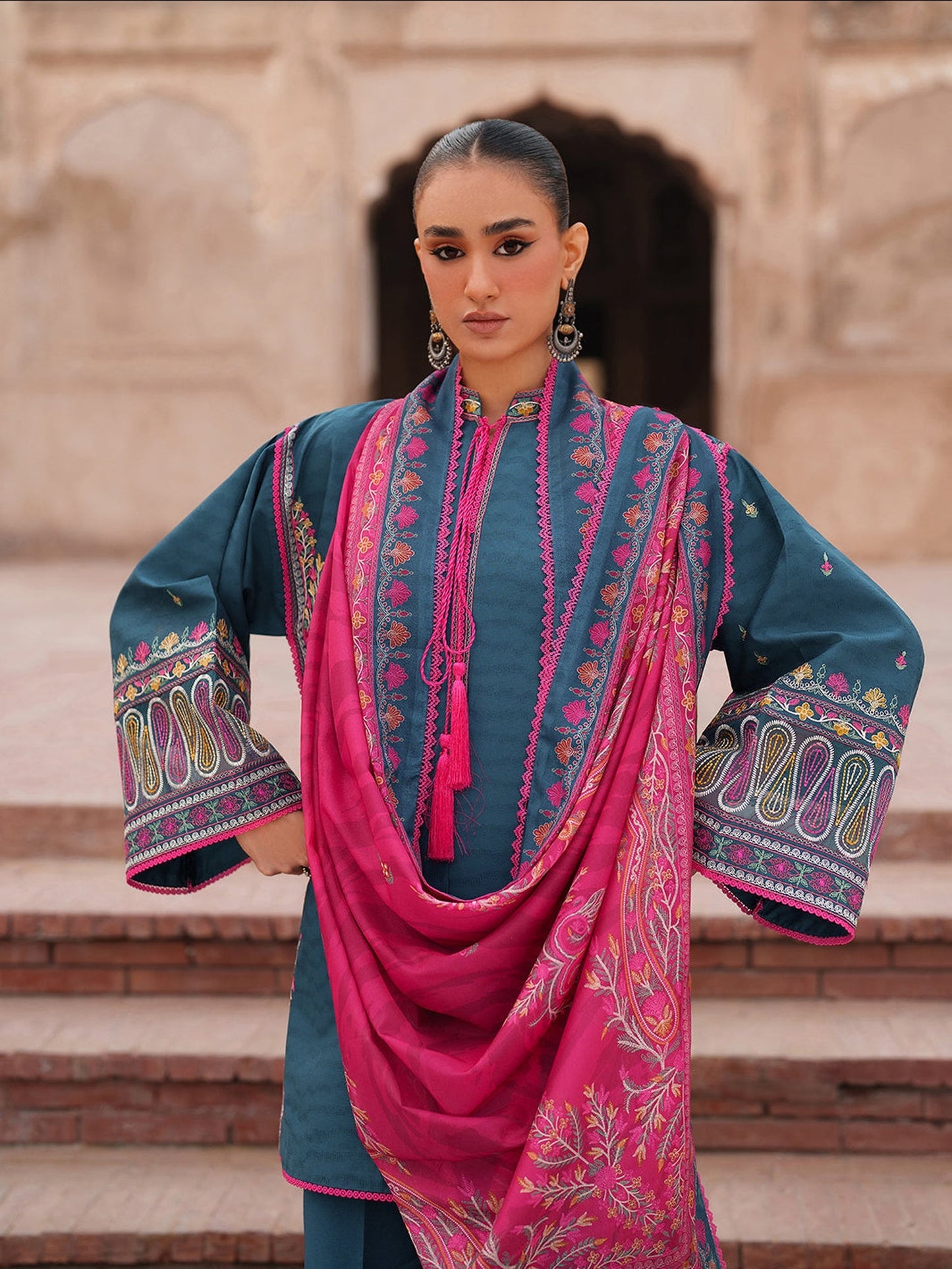 Blue Binilyas Suroor Lawn'26 Embroidered Unstitched 3-Piece Suit-246-A