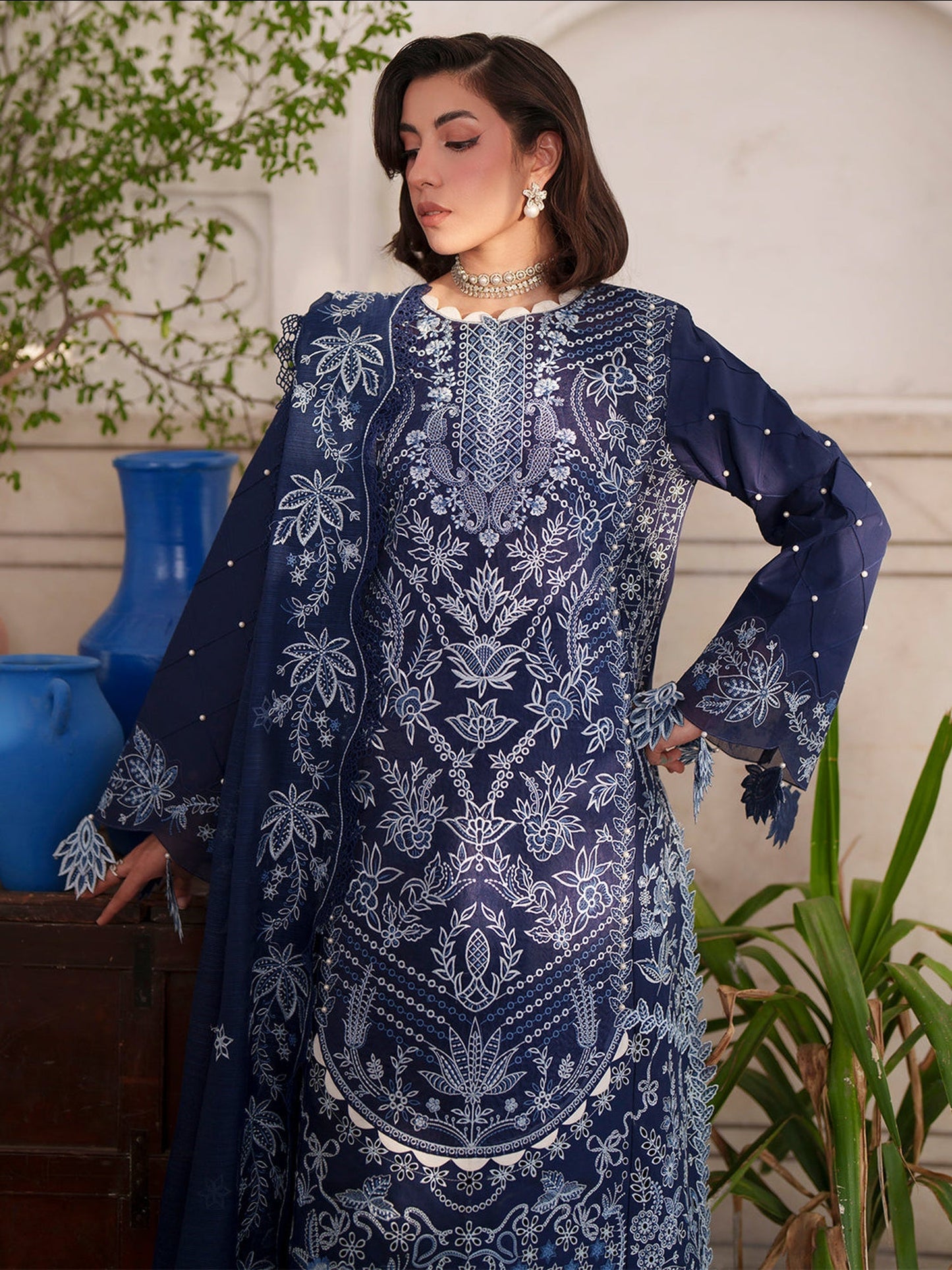 Blue Mahnur  Nilofer Luxury Lawn'26 Embroidered Unstitched 3-Piece Suit-NL-04