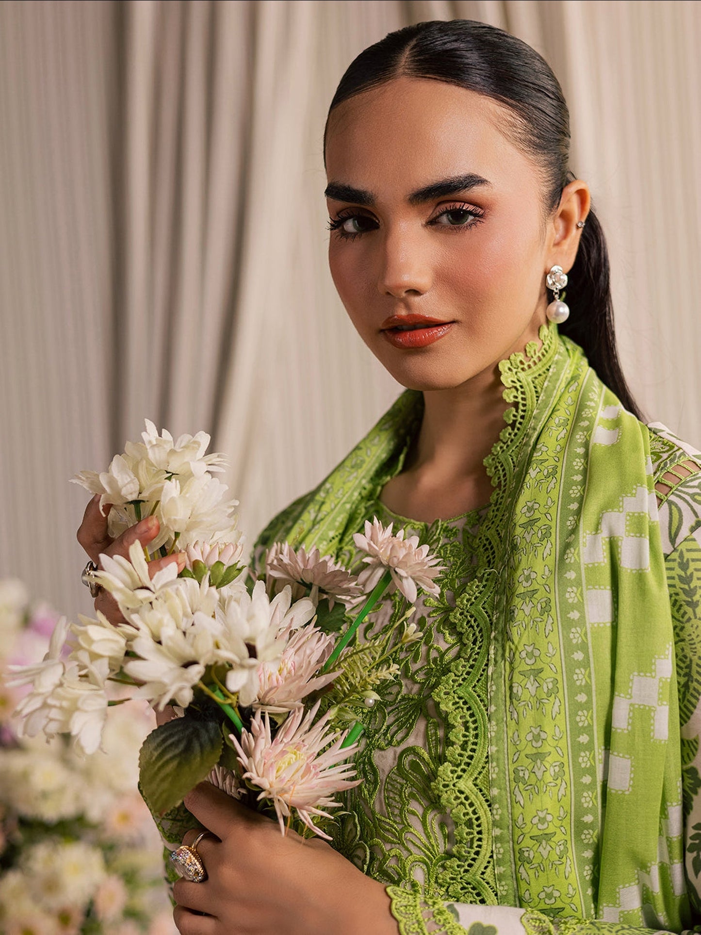 Pistachio Mahnur Afsana Lawn'26 Embroidered Unstitched 3-Piece Suit-AL-01