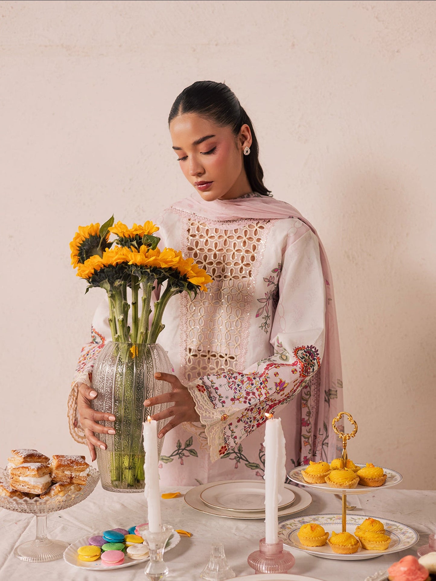 Pink Mahnur Jahaan Lawn'26 Embroidered Stitched 3-Piece Suit-MJ-02
