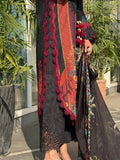 Black and Crimson Sehrish Kanwal Festive Print'26 Lawn Embroidered Stitched 3-Piece Suit-Eshal
