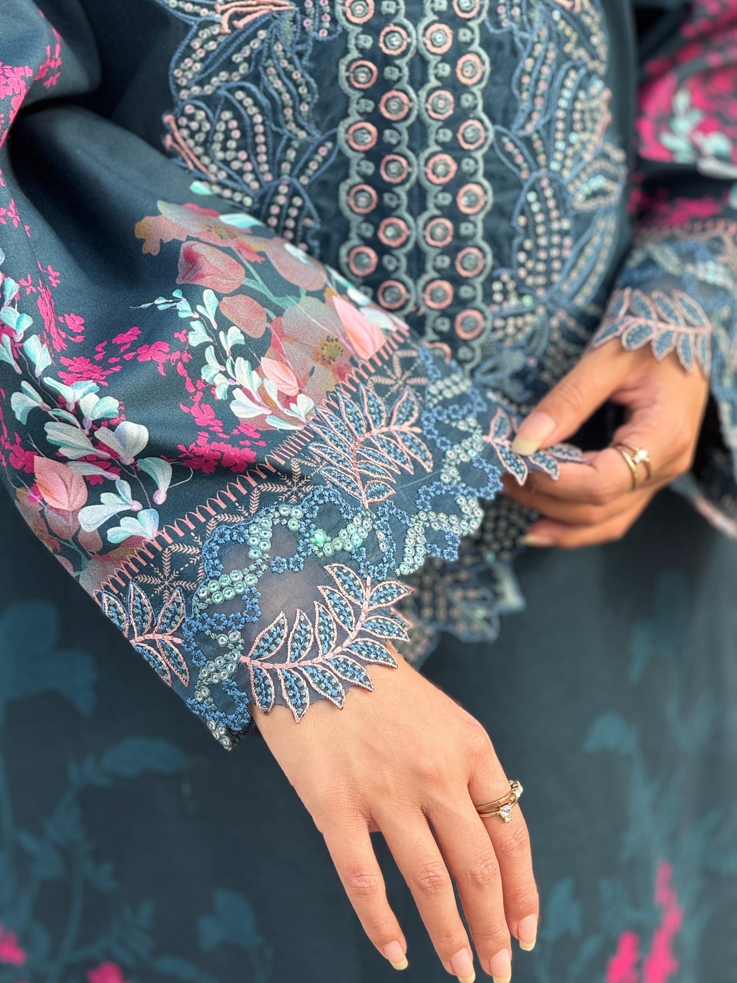 Blue Sehrish Kanwal Festive Print'26 Lawn Embroidered Unstitched 3-Piece Suit-Selena