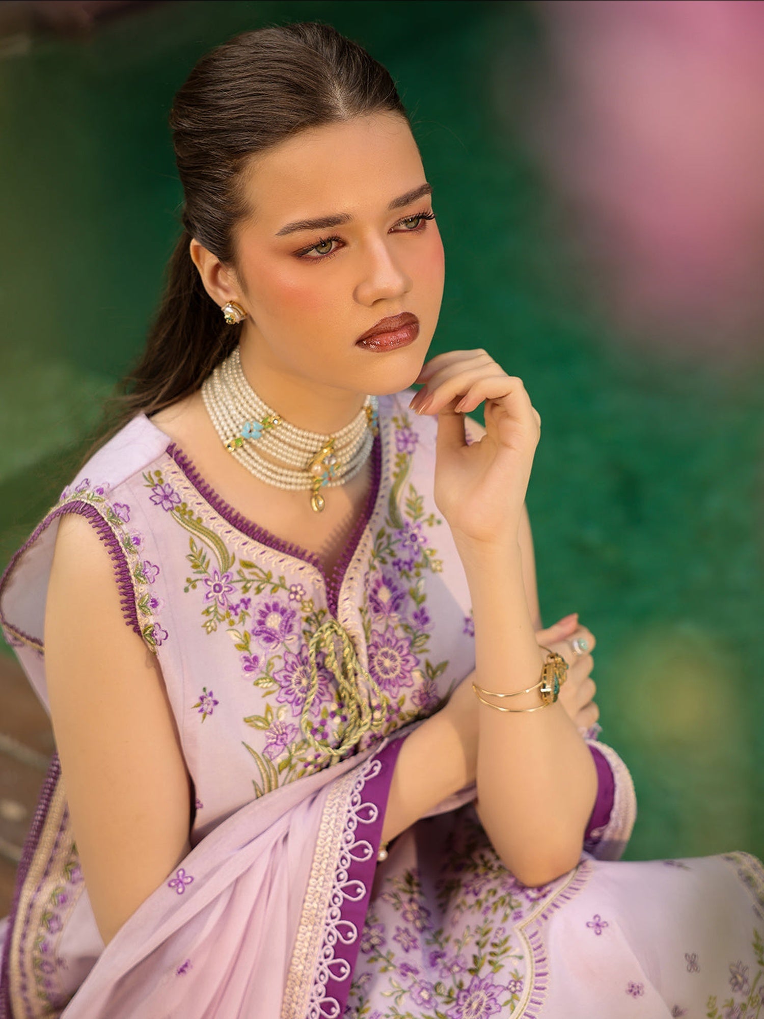 Lilac-Mahnur Shanaya Lawn Vol 2 Embroidered Stitched 3-Piece Suit-SH-07