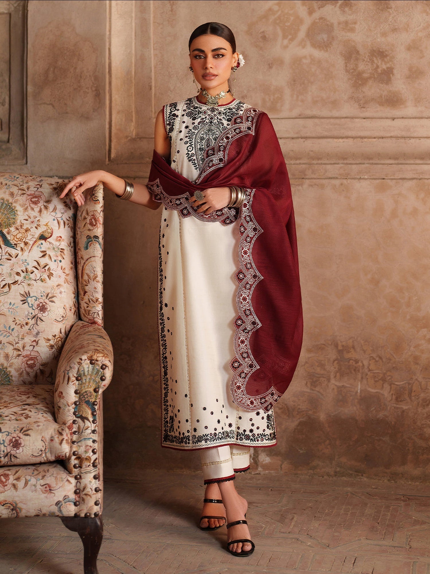White Binilyas Suroor Lawn'26 Embroidered Unstitched 3-Piece Suit-245-A