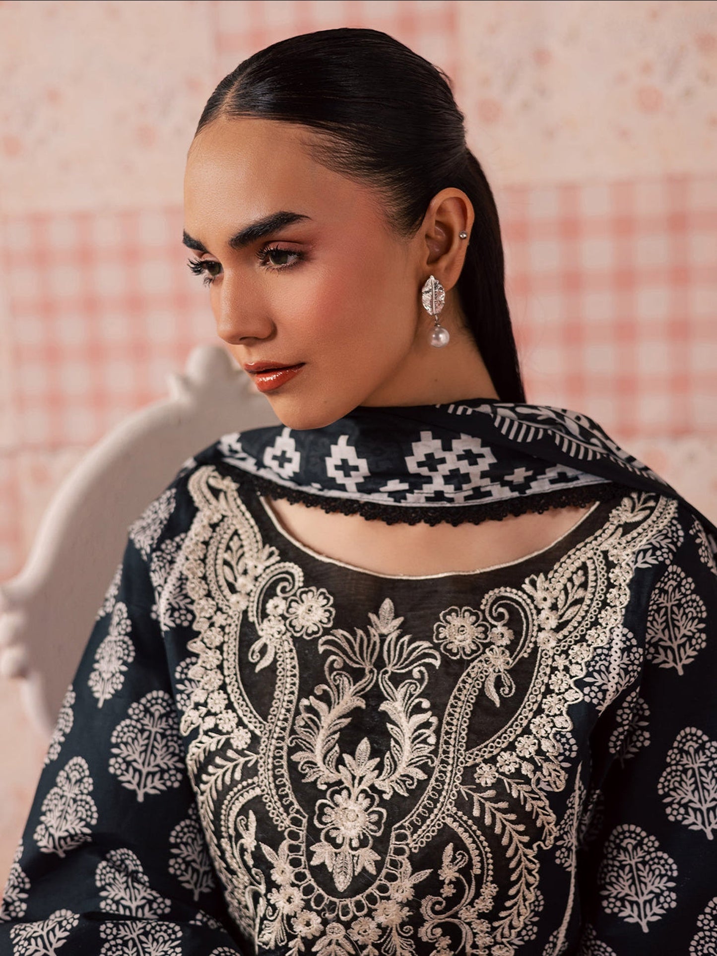 Black Mahnur Afsana Lawn'26 Embroidered Unstitched 3-Piece Suit-AL-05
