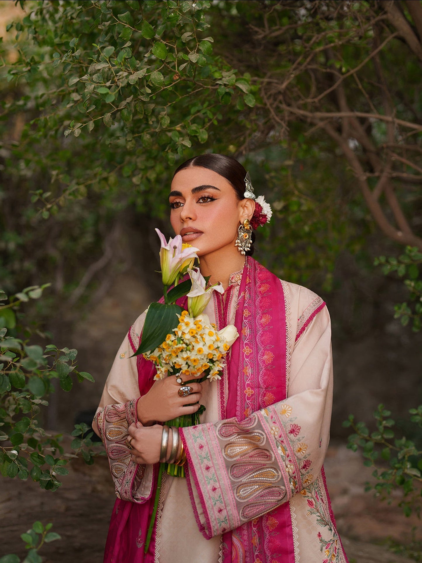 Pink Binilyas Suroor Lawn'26 Embroidered Unstitched 3-Piece Suit-246-B