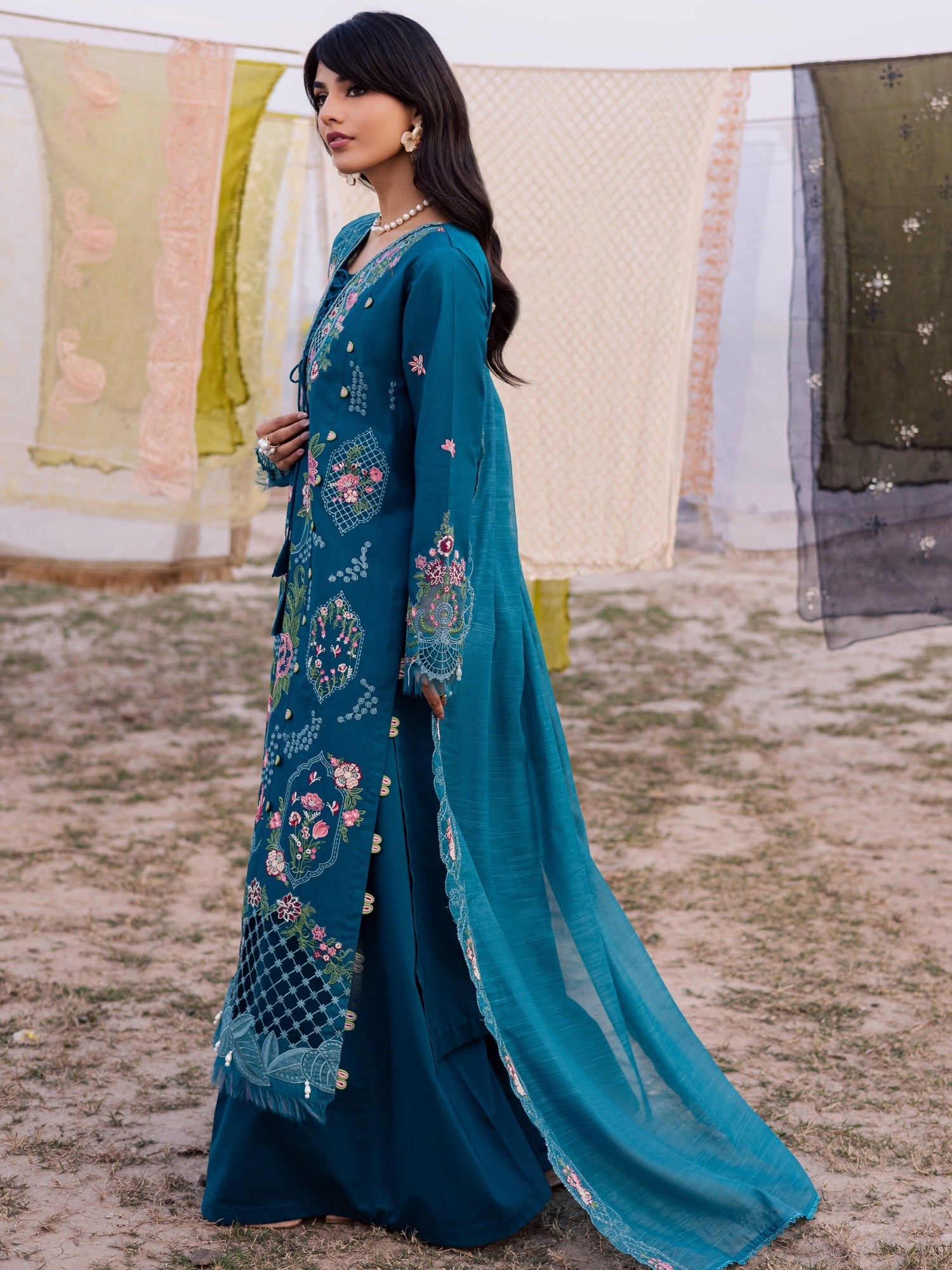 Blue Parishay Dil e Raqsam Lawn'26 Embroidered Unstitched 3-Piece Suit-DR-08