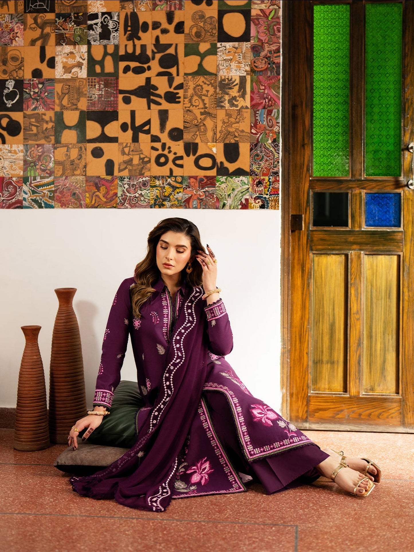 Purple Mahnur Satrangi Lawn '26 Embroidered Unstitched 3-Piece Suit-ST-04