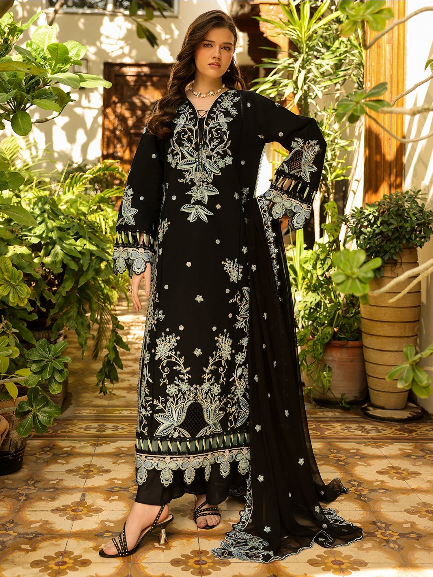Black-Mahnur Shanaya Lawn Vol.2 Embroidered Stitched 3-Piece Suit-SH-03