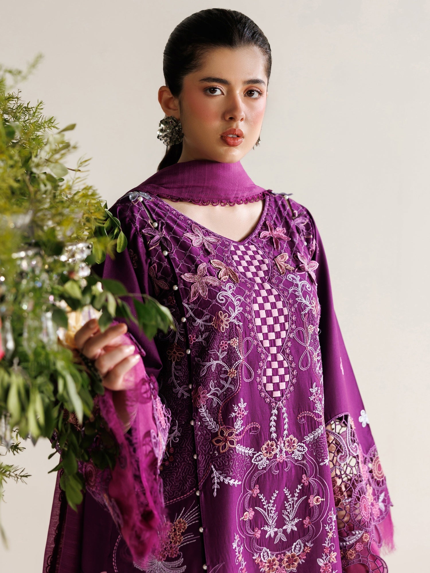 Purple Parishay Marbella Summer Lawn‘26 Embroidered Unstitched 3-Piece Suit-MB-07