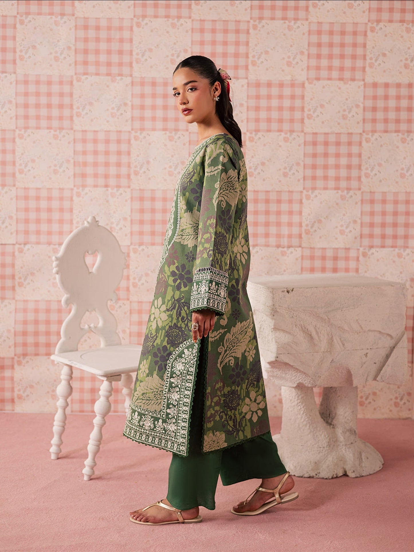 Forest Green Mahnur Jahaan Lawn'26 Embroidered Unstitched 3-Piece Suit-MJ-06