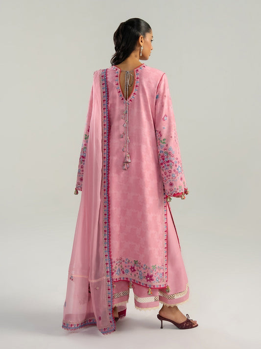Pink Hussain Rehar Zan SS'26 Lawn Embroidered Unstitched 3-Piece Suit-Pembe