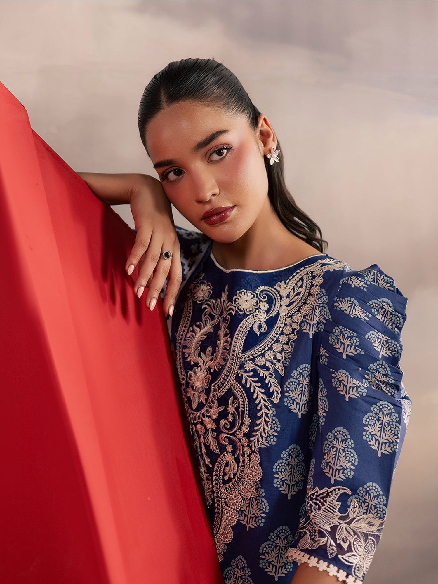 Blue Mahnur Afsana Lawn'26 Embroidered Stitched 3-Piece Suit-AL-04