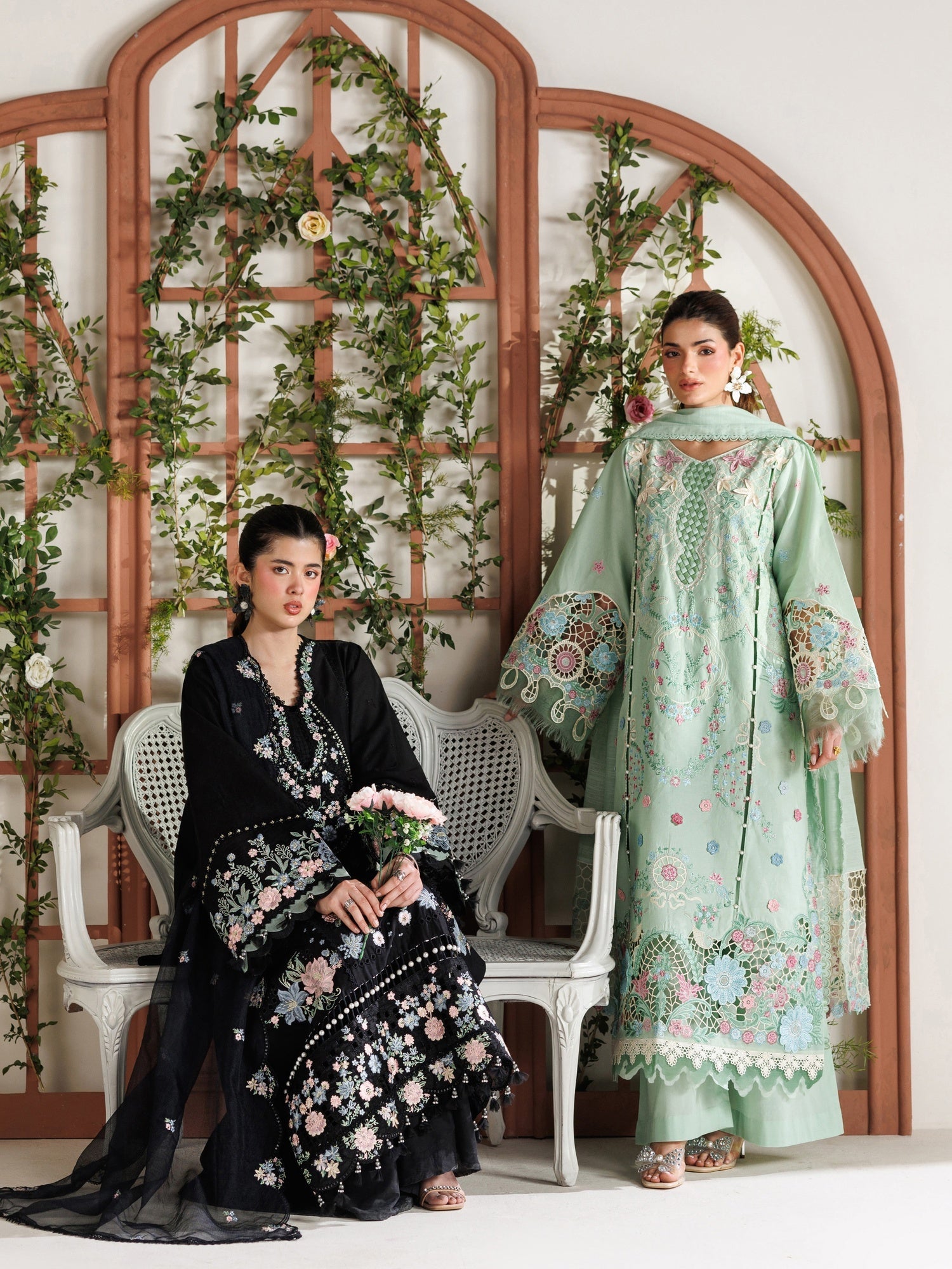 Black Parishay Marbella Summer Lawn‘26 Embroidered Unstitched 3-Piece Suit-MB-05