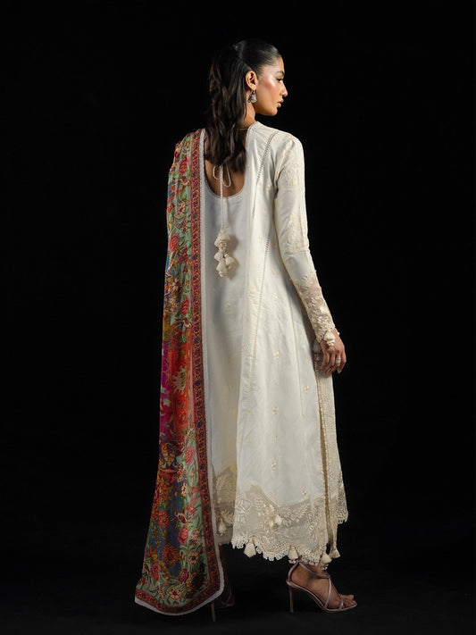 White Hussain Rehar Zan SS'26 Lawn Embroidered Unstitched 3-Piece Suit-Sefi