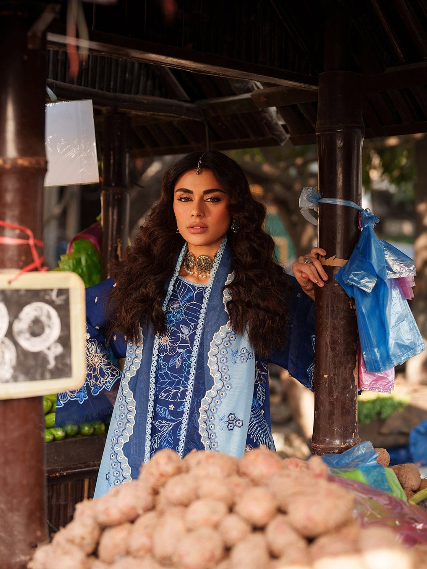 Blue Binilyas Suroor Lawn'26 Embroidered Unstitched 3-Piece Suit-244-B