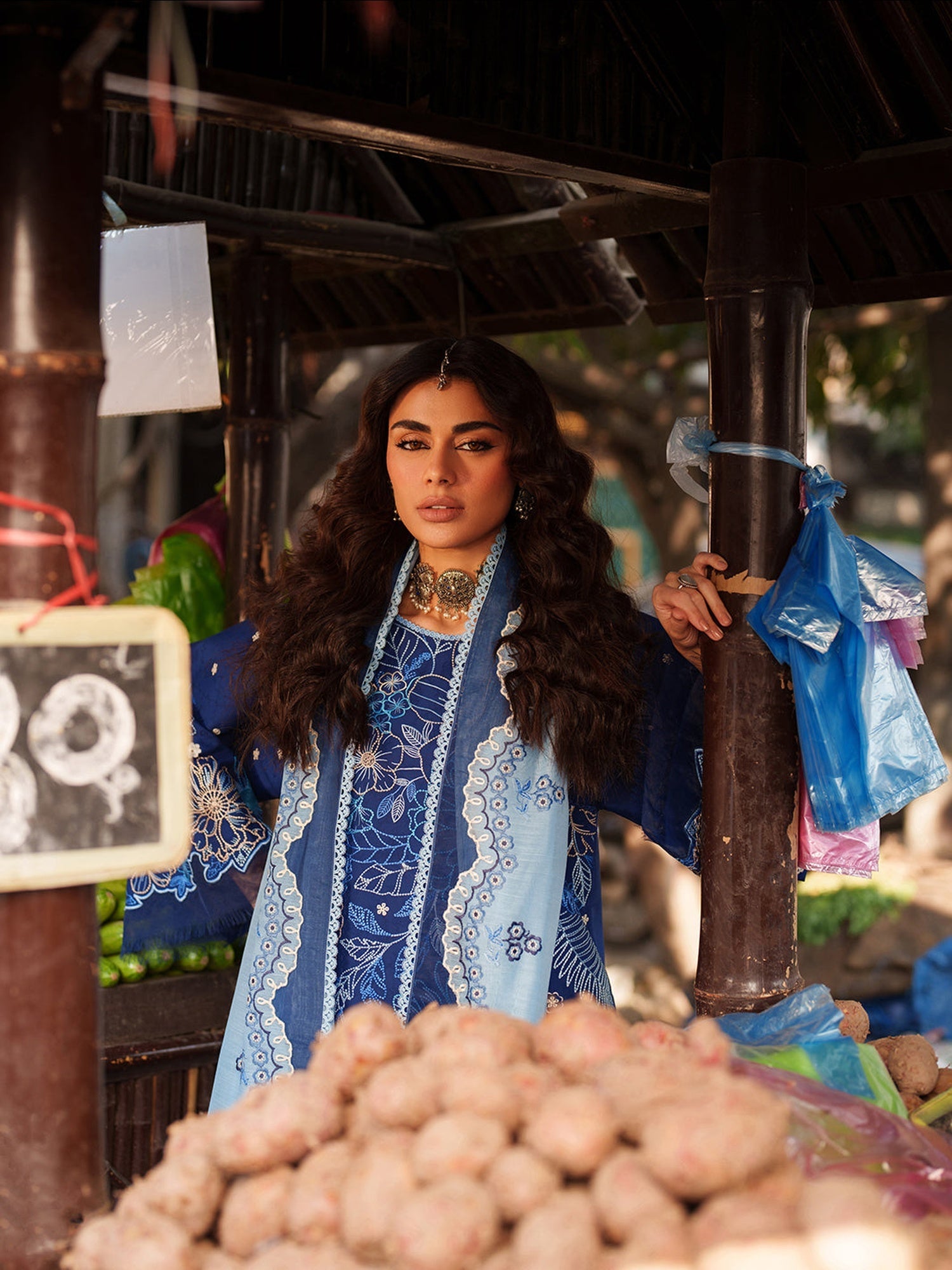 Blue Binilyas Suroor Lawn'26 Embroidered Unstitched 3-Piece Suit-244-B