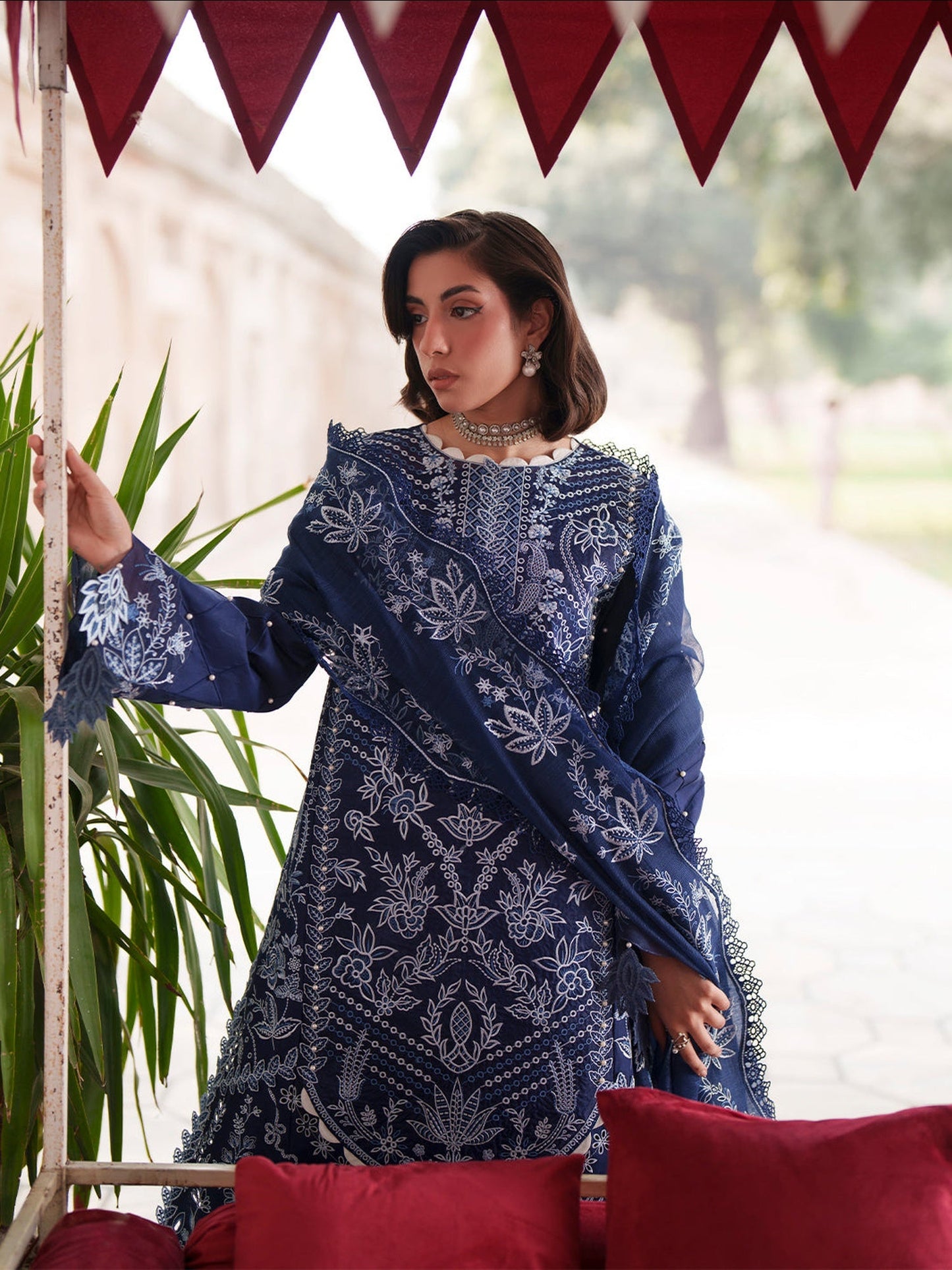 Blue Mahnur  Nilofer Luxury Lawn'26 Embroidered Unstitched 3-Piece Suit-NL-04