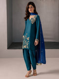 Blue Allure By IH Full Circle Tussel Silk Embroidered Stitched 3-Piece Suit-Flow