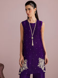 Purple Allure By IH Full Circle Tussel Silk Embellished Stitched 3-Piece Suit-Luxe