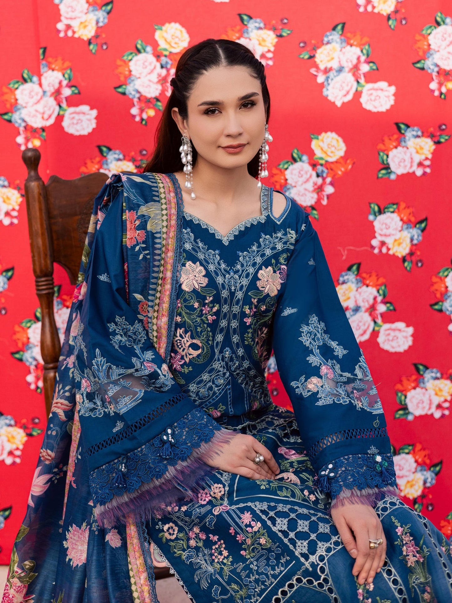 Blue Parishay Dil e Raqsam Lawn'26 Embroidered Unstitched 3-Piece Suit-DQ-12