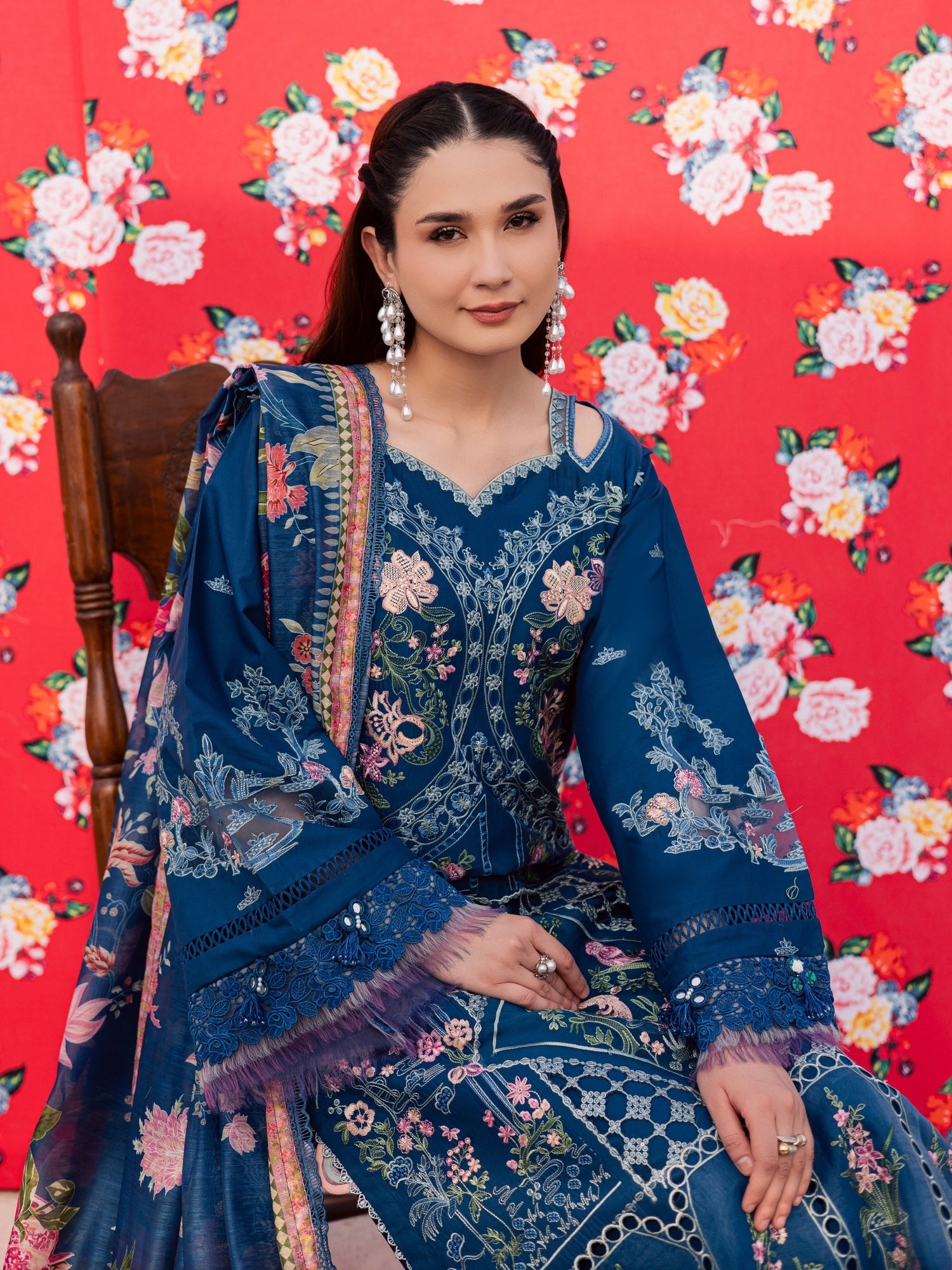 Blue Parishay Dil e Raqsam Lawn'26 Embroidered Unstitched 3-Piece Suit-DQ-12