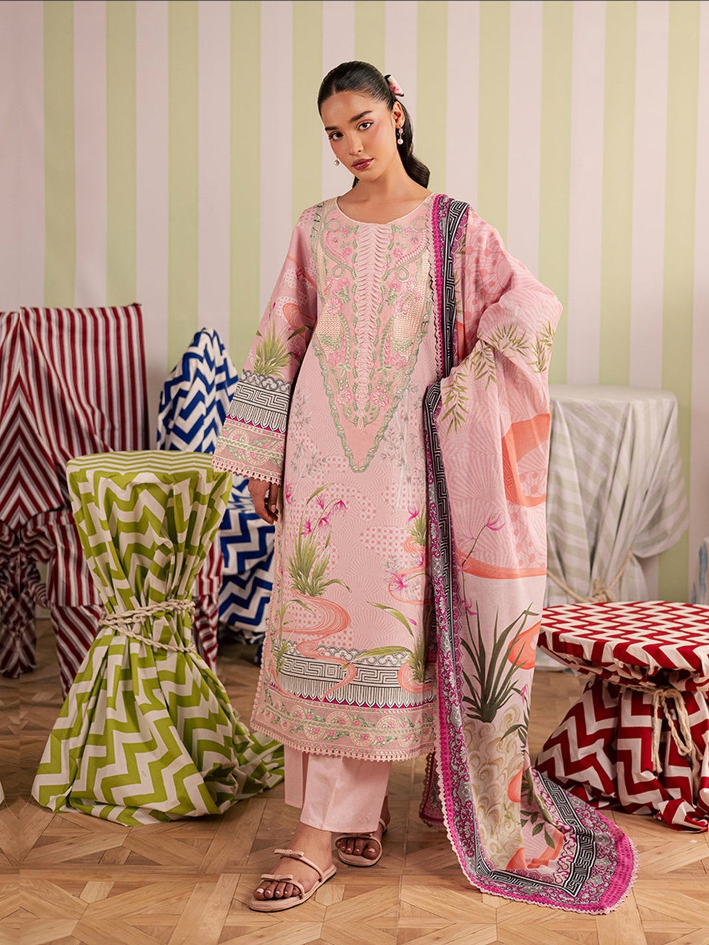 Pink Mahnur Afsana Lawn'26 Embroidered Unstitched 3-Piece Suit-AL-06