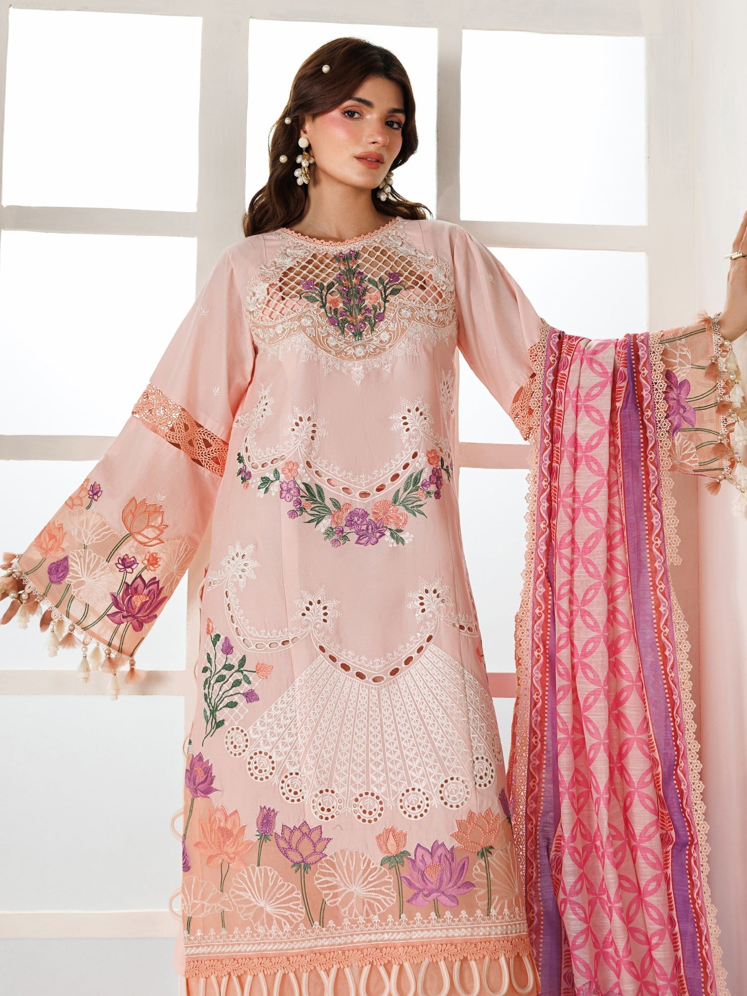 Pink Parishay Marbella Summer Lawn‘26 Embroidered Unstitched 3-Piece Suit-MB-13