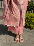Pink Sehrish Kanwal Festive Print'26 Lawn Embroidered Stitched 3-Piece Suit-Flora