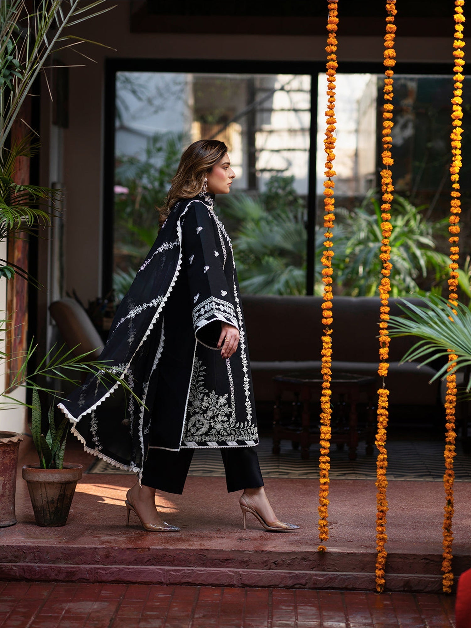 Black Mahnur Satrangi Lawn'26 Embroidered Stitched 3-Piece Suit-ST-01
