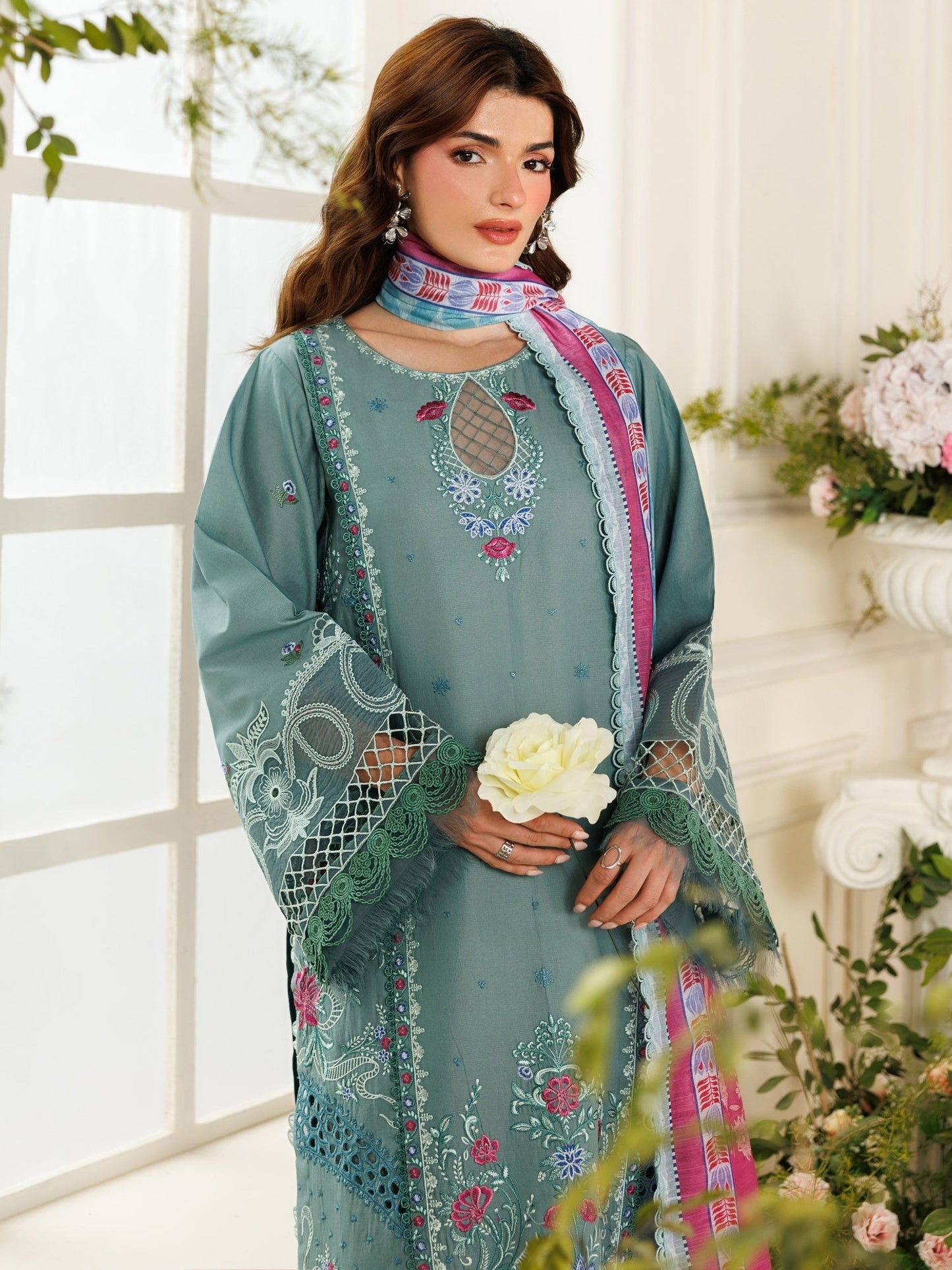 Blue Parishay Marbella Summer Lawn‘26 Embroidered Unstitched 3-Piece Suit-MB-11