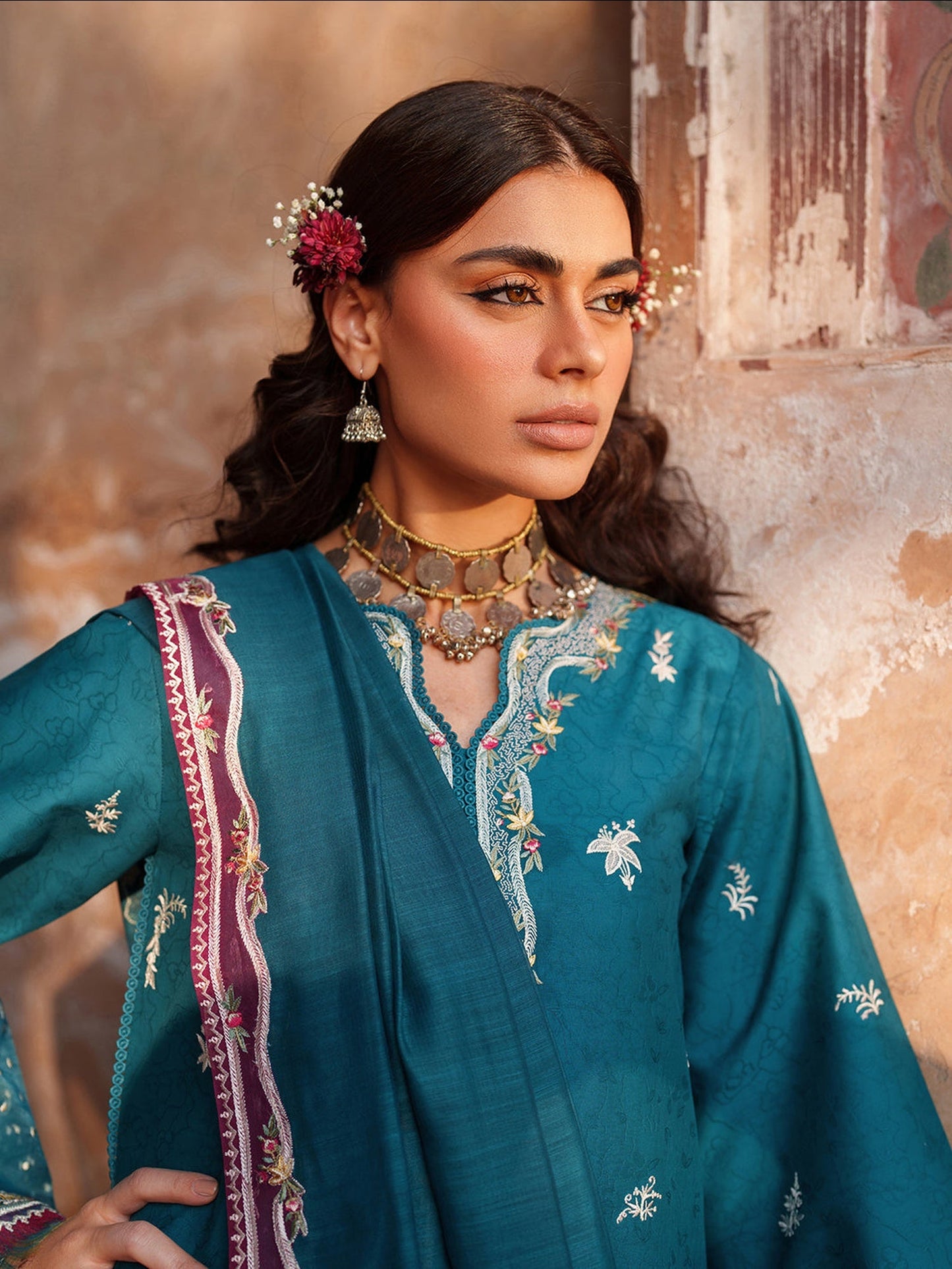 Blue Binilyas Suroor Lawn'26 Embroidered Unstitched 3-Piece Suit-243-B