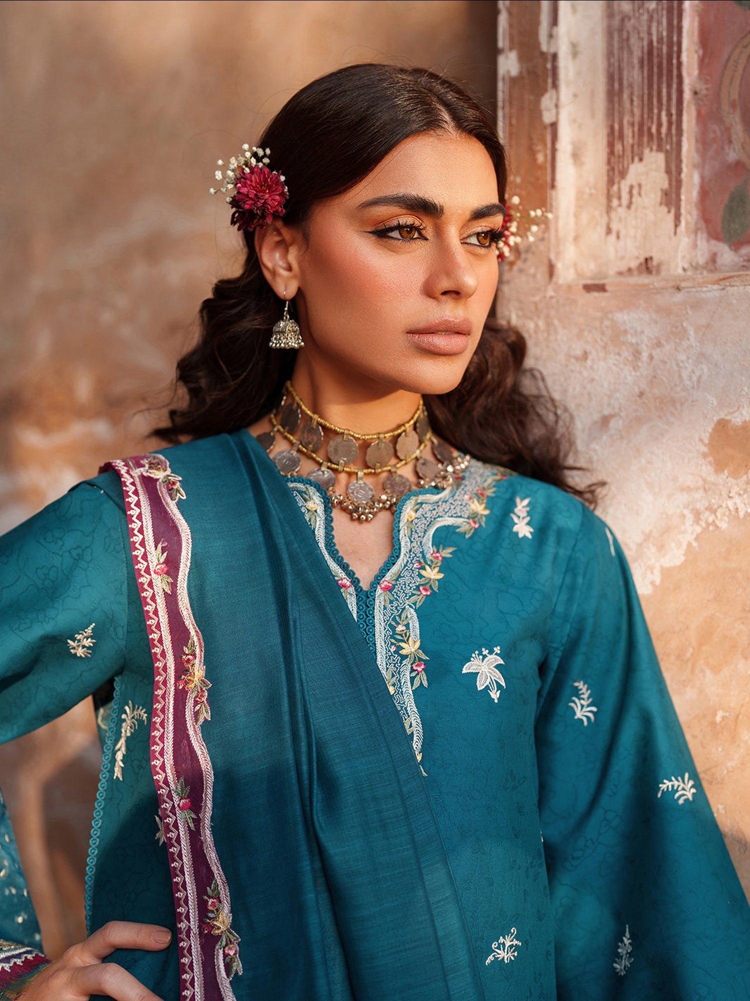 Blue Binilyas Suroor Lawn'26 Embroidered Unstitched 3-Piece Suit-243-B