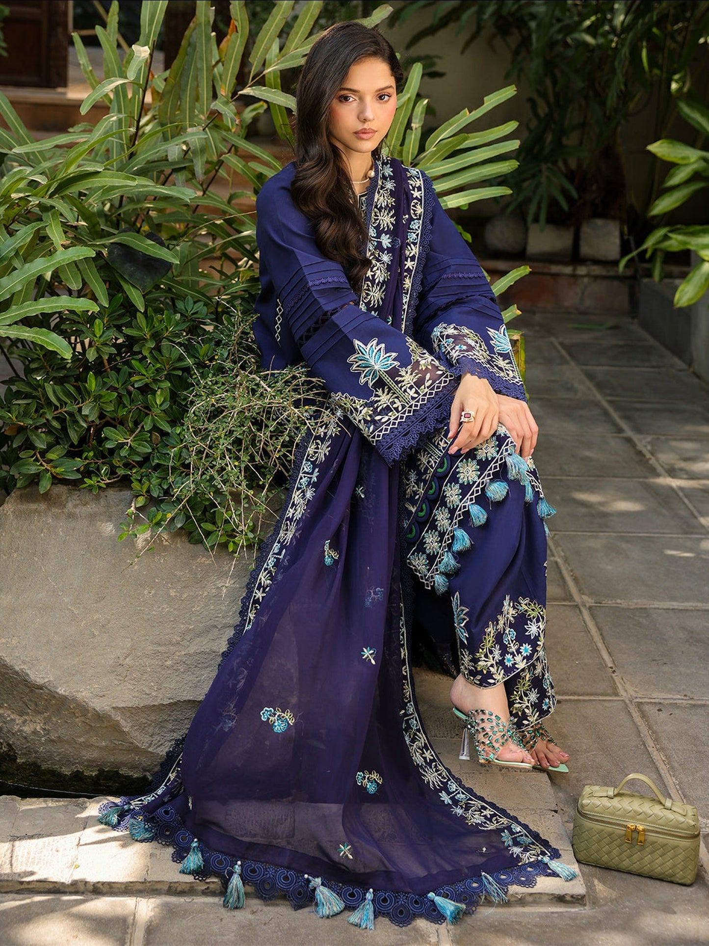 Blue-Mahnur Shanaya Lawn Vol 2 Embroidered Stitched 3-Piece Suit-SH-10