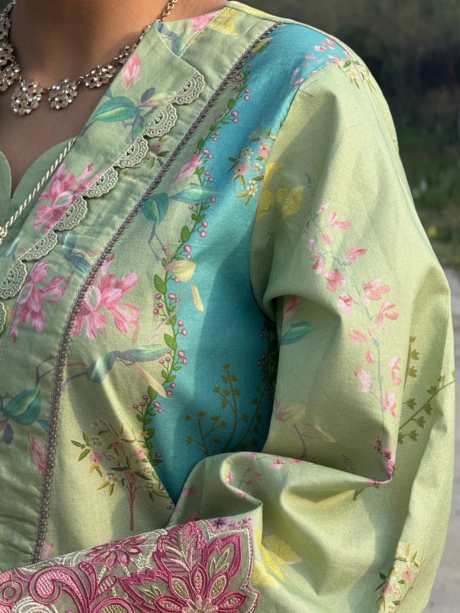 Mint Green Sehrish Kanwal Festive Print'26 Lawn Embroidered Unstitched 3-Piece Suit-Nayra