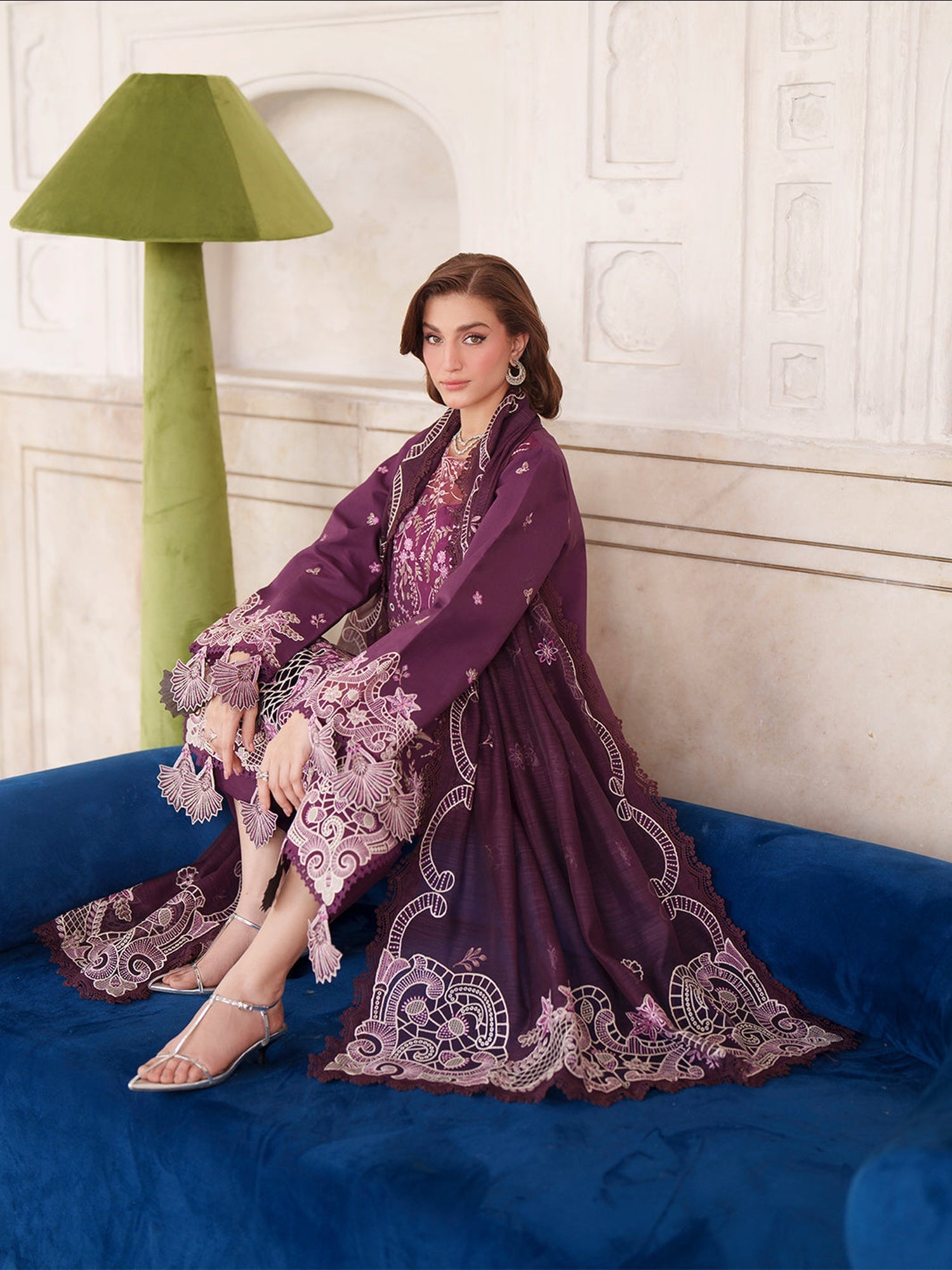 Purple Mahnur Nilofer Luxury Lawn'26 Embroidered Unstitched 3-Piece Suit-NL-10