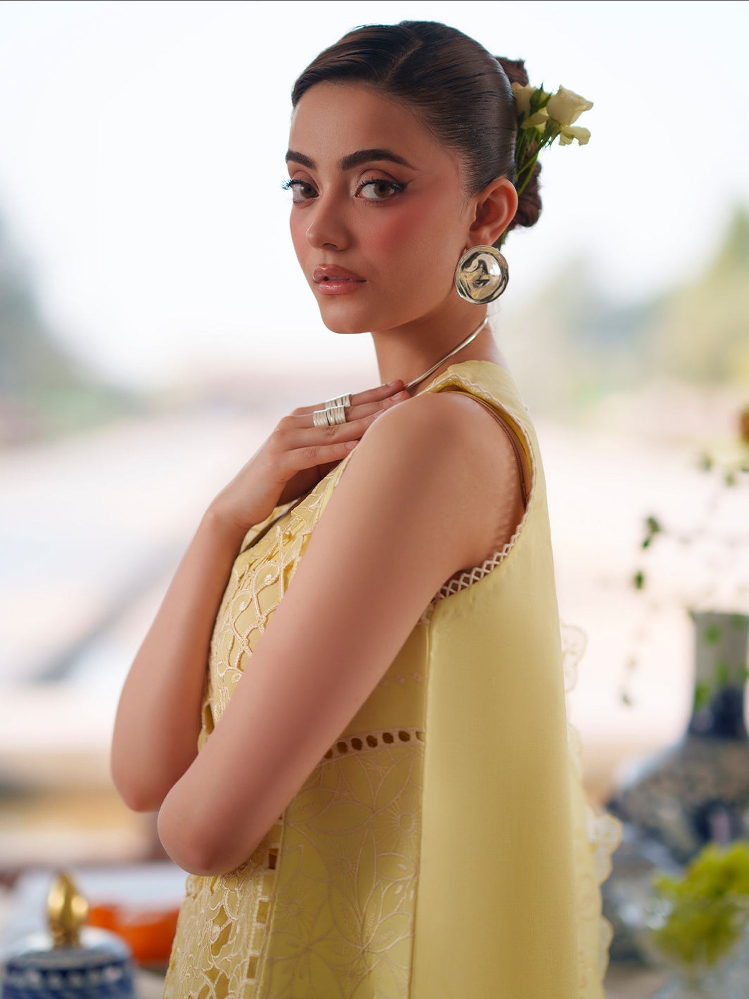 Yellow Mahnur Nilofer Luxury Lawn'26 Embroidered Stitched 3-Piece Suit-NL-07