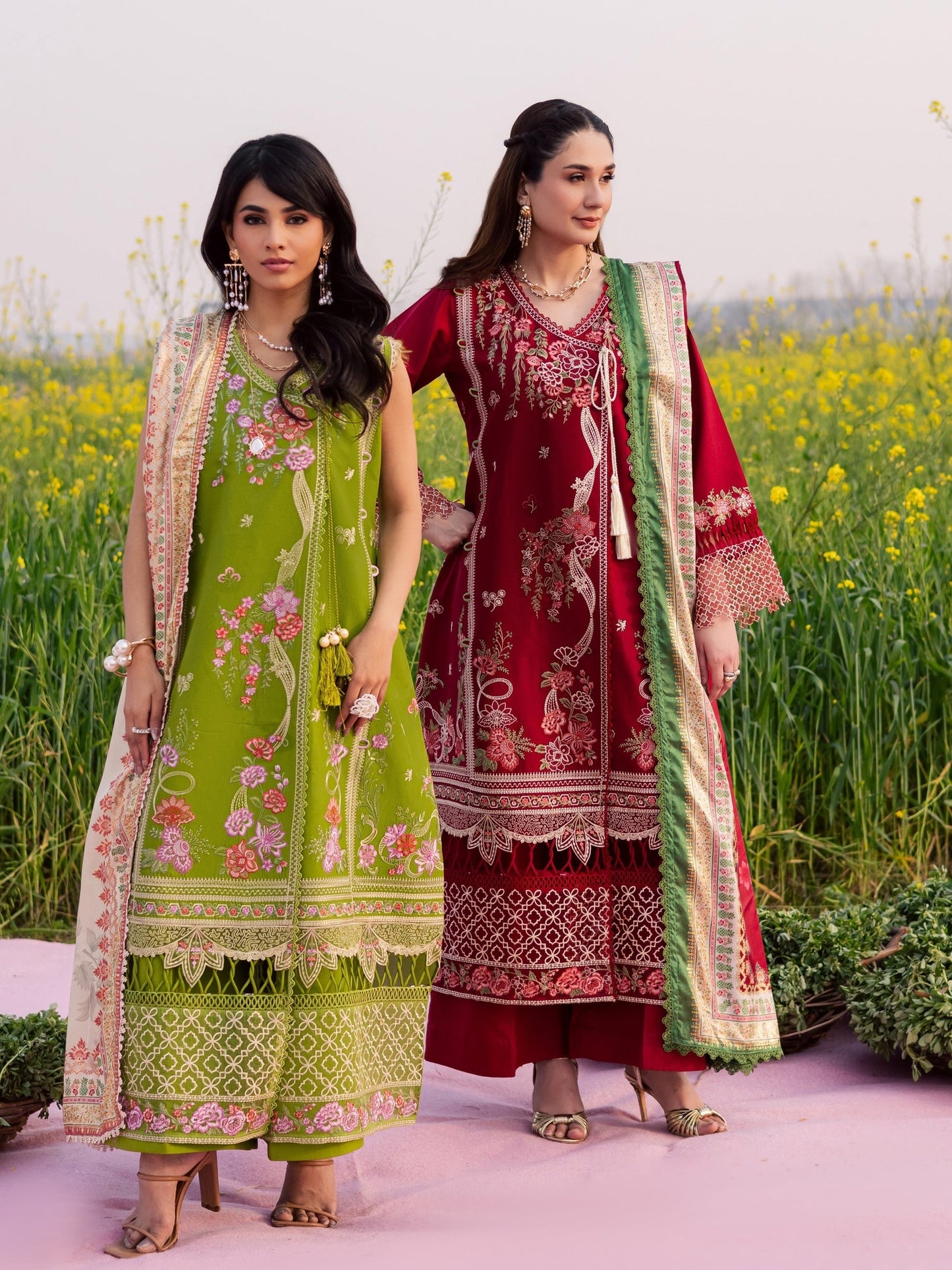 Mint Green Parishay Dil e Raqsam Lawn'26 Embroidered Unstitched 3-Piece Suit-DR-09