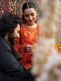Orange Mahnur Satrangi Lawn'26 Embroidered Stitched 3-Piece Suit-ST-09