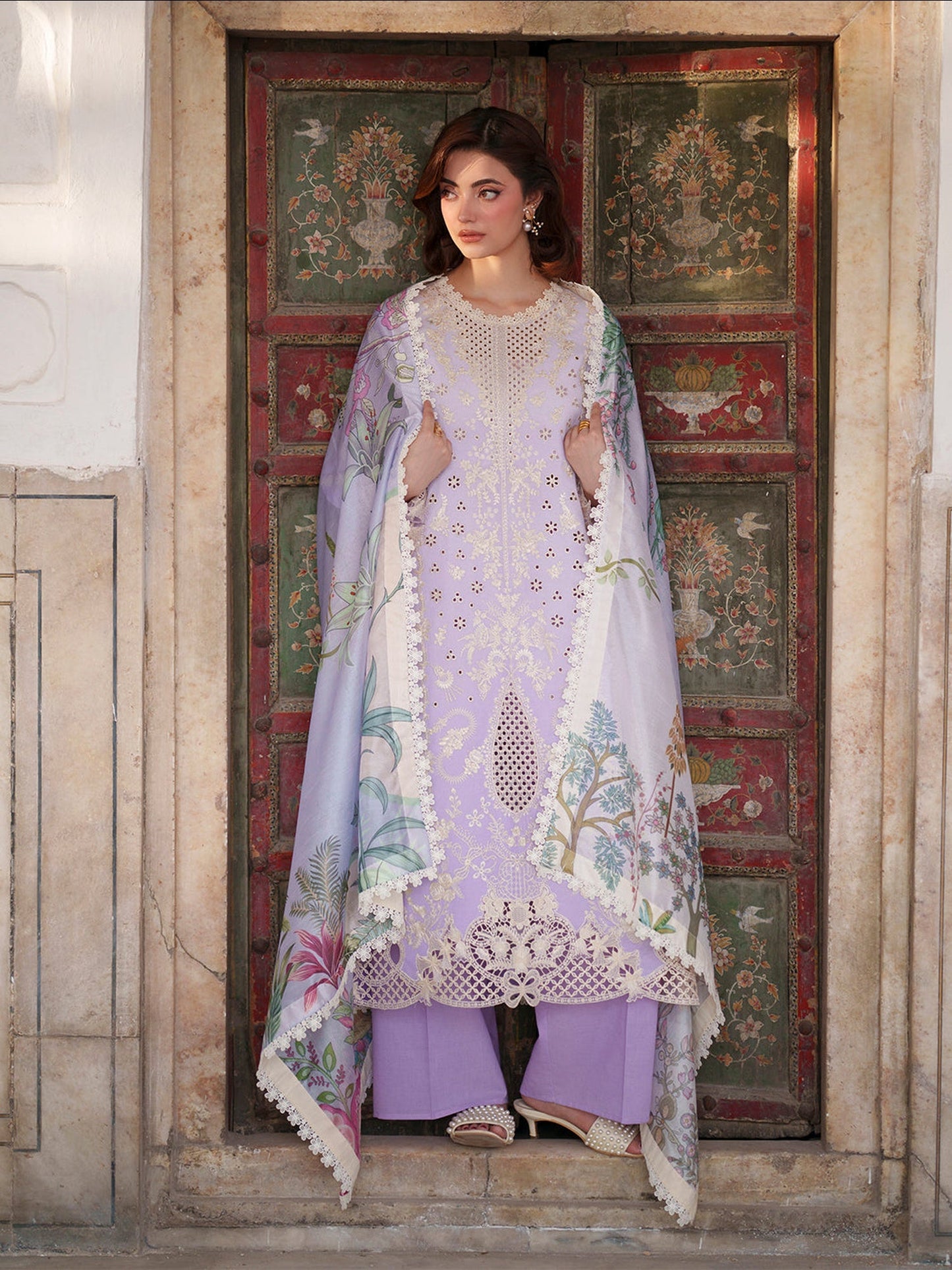 Lilac Mahnur Nilofer Luxury Lawn'26 Embroidered Unstitched 3-Piece Suit-NL-05