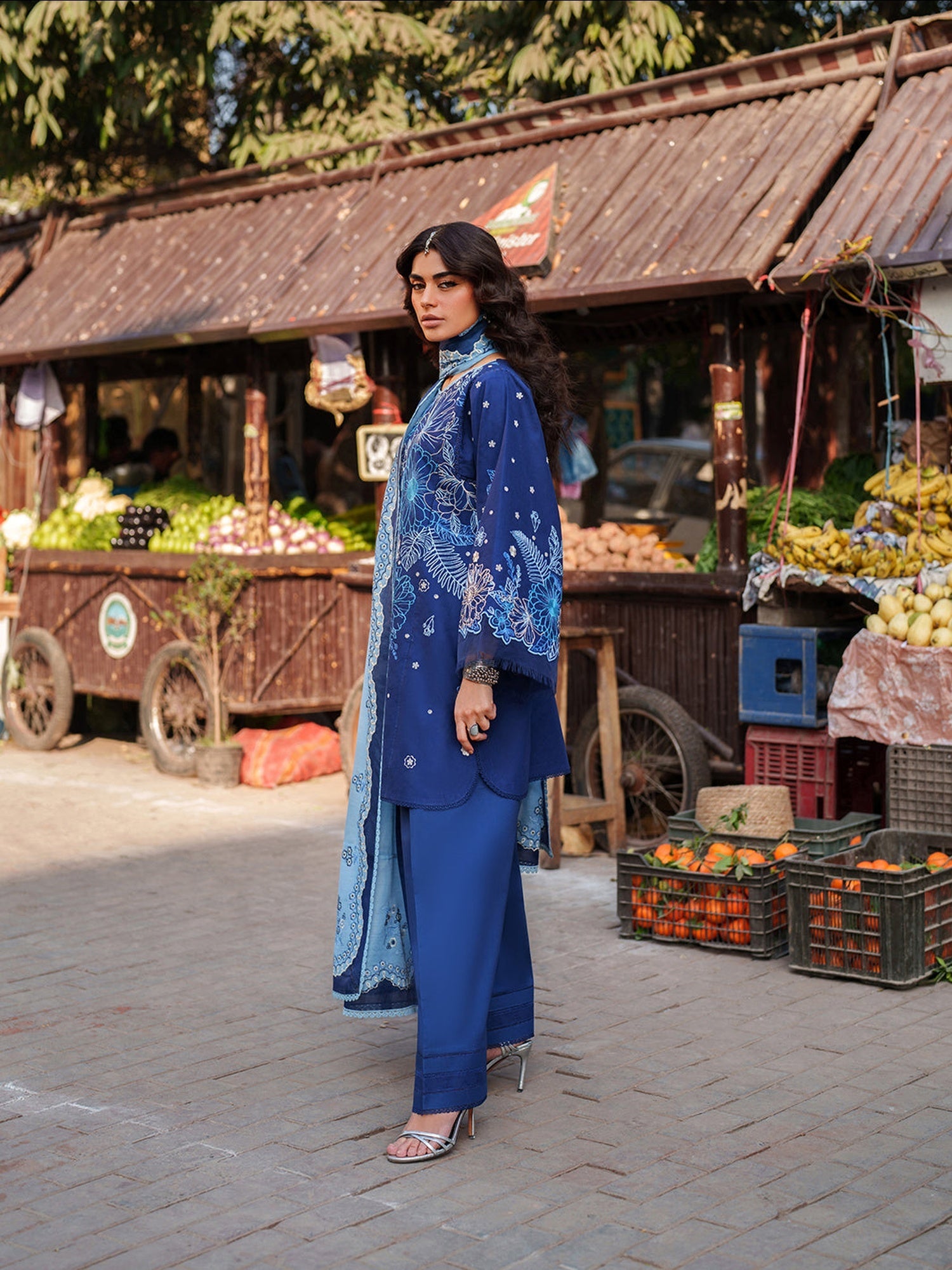 Blue Binilyas Suroor Lawn'26 Embroidered Unstitched 3-Piece Suit-244-B