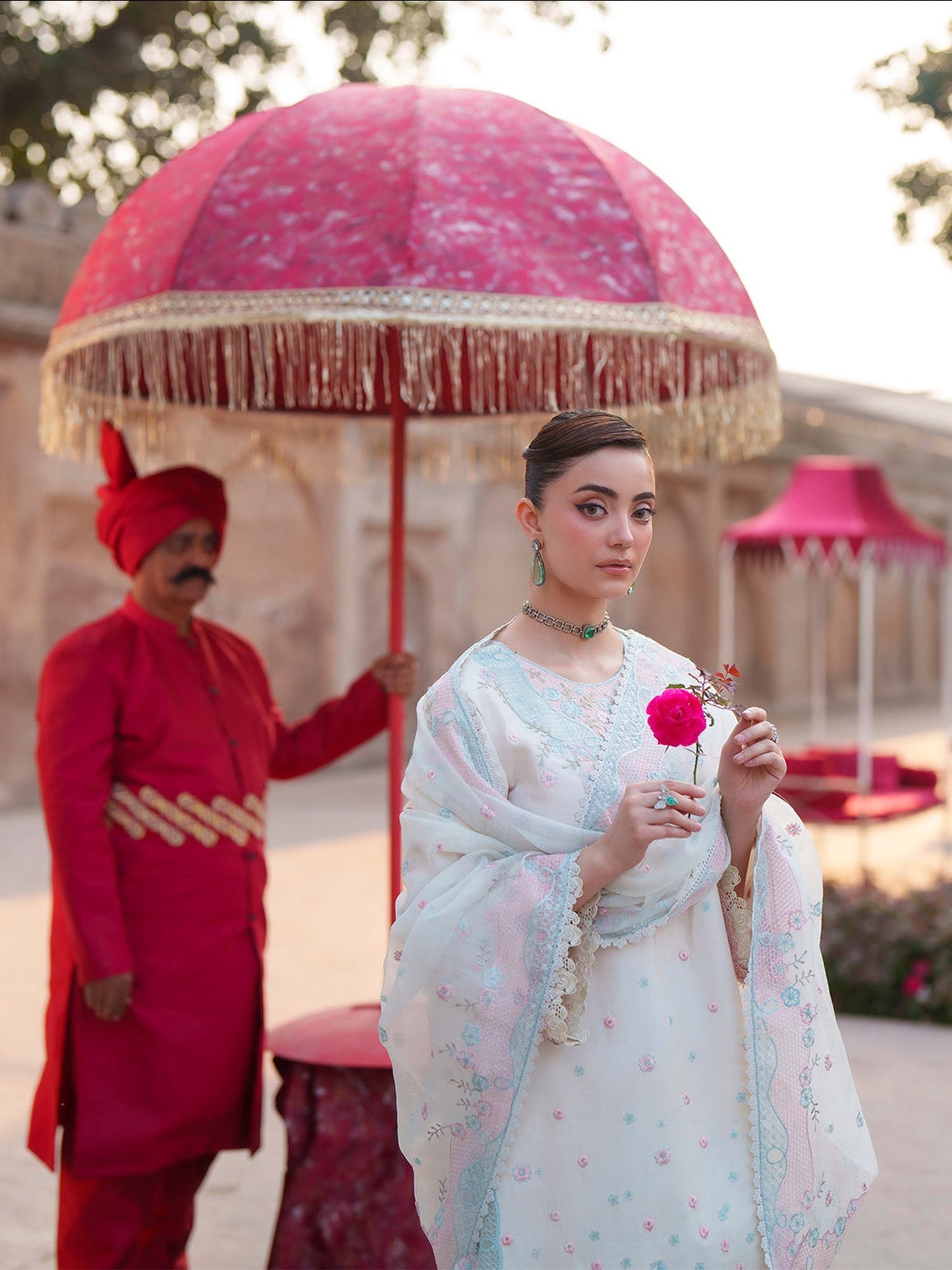 Off-white Mahnur  Nilofer Luxury Lawn'26 Embroidered Unstitched 3-Piece Suit-NL-02