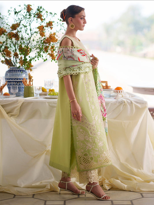 Pista Green Mahnur Nilofer Luxury Lawn'26 Embroidered Stitched 3-Piece Suit-NL-06