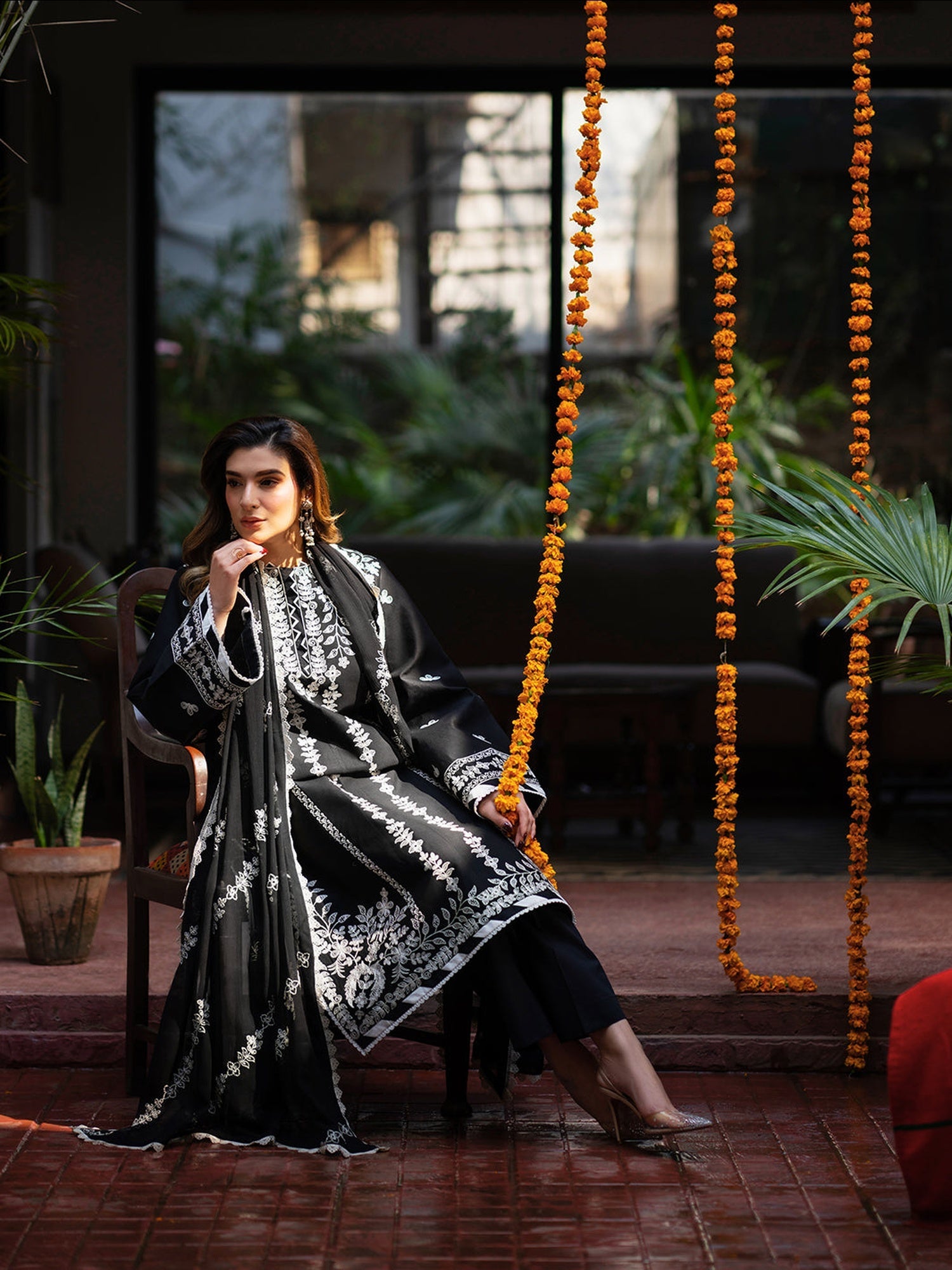 Black Mahnur Satrangi Lawn'26 Embroidered Stitched 3-Piece Suit-ST-01