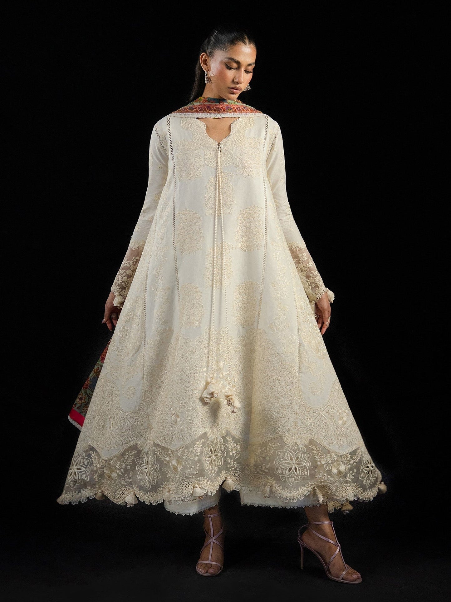 White Hussain Rehar Zan SS'26 Lawn Embroidered Unstitched 3-Piece Suit-Sefi