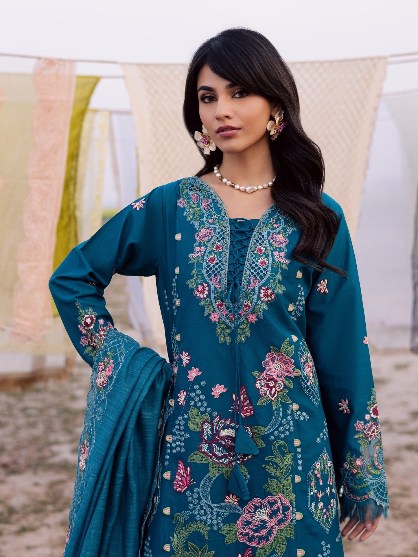 Blue Parishay Dil e Raqsam Lawn'26 Embroidered Unstitched 3-Piece Suit-DR-08