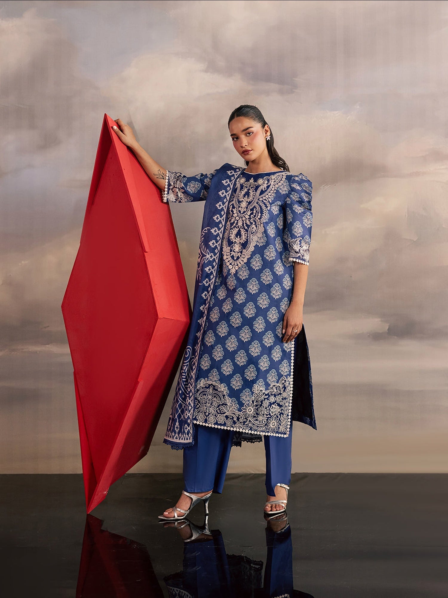 Blue Mahnur Afsana Lawn'26 Embroidered Stitched 3-Piece Suit-AL-04