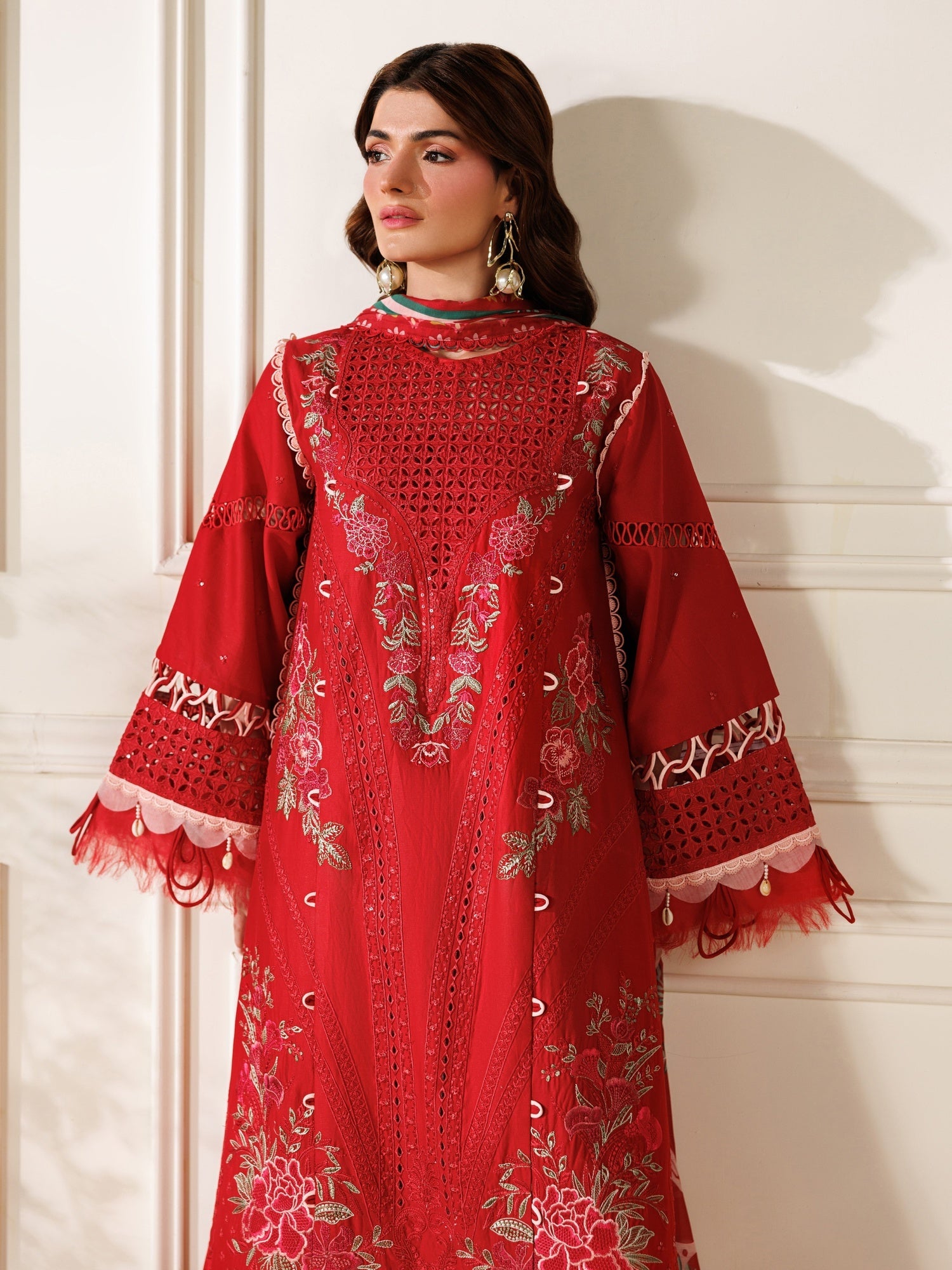 Red Parishay Marbella Summer Lawn‘26 Embroidered Unstitched 3-Piece Suit-MB-02