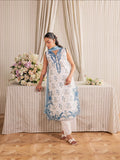 White and Blue Mahnur Afsana Lawn'26 Embroidered Unstitched 3-Piece Suit-AL-10
