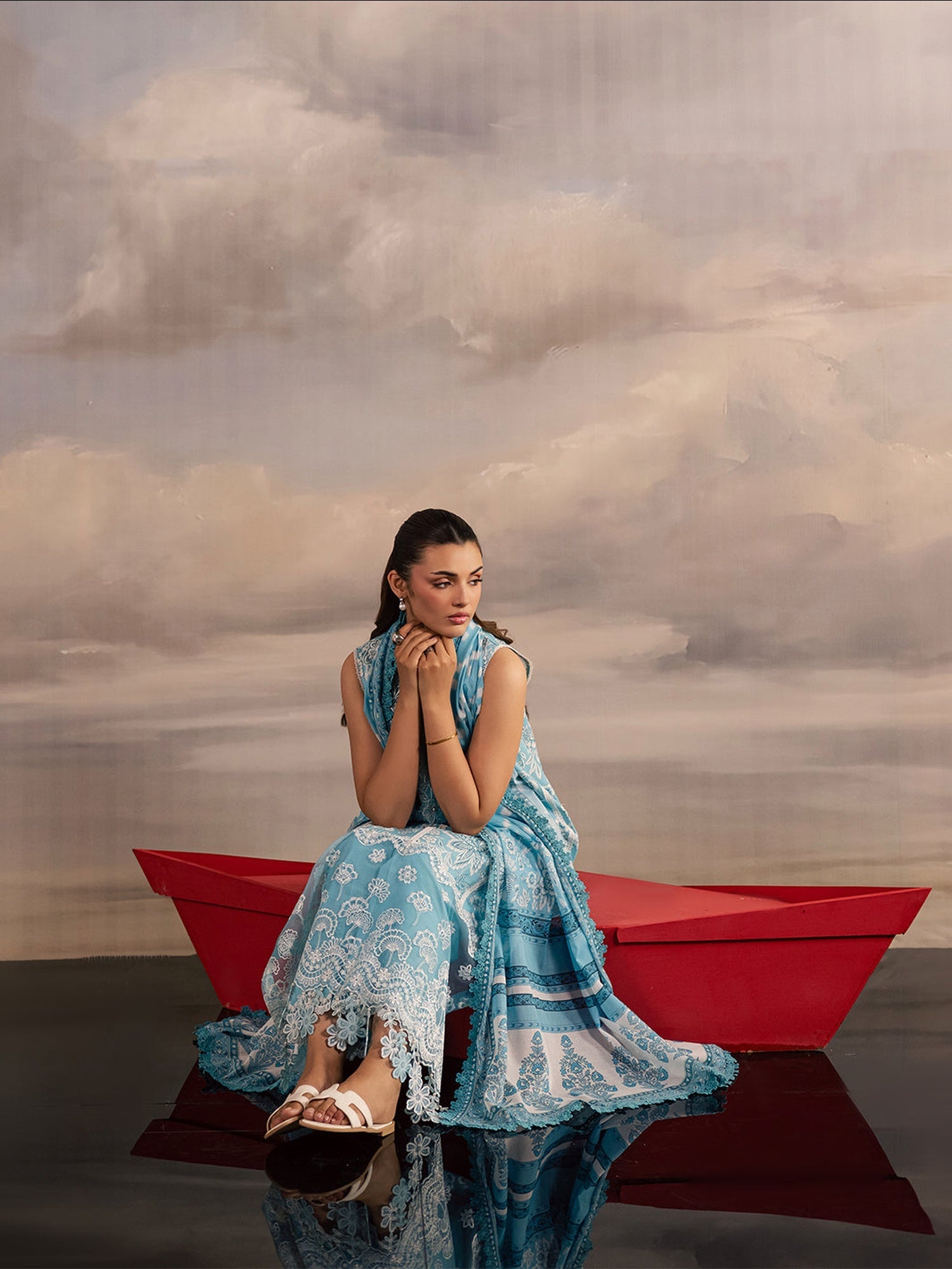 Aqua Blue Mahnur Afsana Lawn'26 Embroidered Unstitched 3-Piece Suit-AL-02